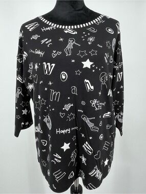 Betty Barclay Black Graphic Print Top Women’s Size L/XL (14)